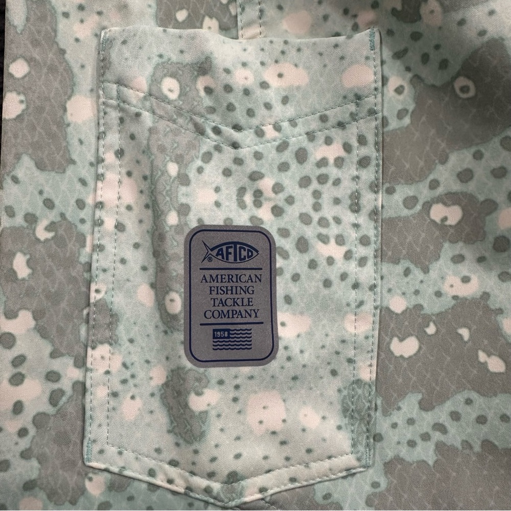 AFTCO Fishing Board Shorts Men's 38 Seafoam Camo Stretch Performance Swim Trunks - Picture 3 of 6
